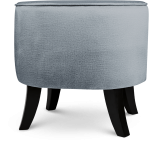 Tapicerowana pufa owalna 42x52x45 cm MAŁA w kolorze szarym - siedzisko z welurowej tkaniny, z drewnianymi nóżkami w kolorze czarnym