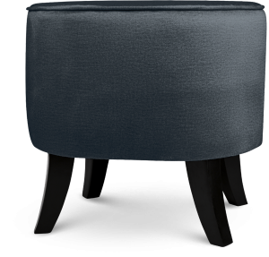 Tapicerowana pufa owalna 42x52x45 cm MAŁA w kolorze granatowym - siedzisko z welurowej tkaniny, z drewnianymi nóżkami w kolorze czarnym