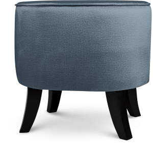 Tapicerowana pufa owalna 42x52x45 cm MAŁA w kolorze niebieskim - siedzisko z welurowej tkaniny, z drewnianymi nóżkami w kolorze czarnym