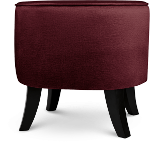 Tapicerowana pufa owalna 42x52x45 cm MAŁA w kolorze bordowym - siedzisko z welurowej tkaniny, z drewnianymi nóżkami w kolorze czarnym