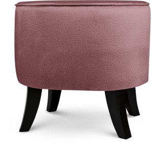 Tapicerowana pufa owalna 42x52x45 cm MAŁA w kolorze różowym - siedzisko z welurowej tkaniny, z drewnianymi nóżkami w kolorze czarnym