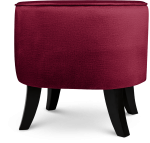 Tapicerowana pufa owalna 42x52x45 cm MAŁA w kolorze czerwonym - siedzisko z welurowej tkaniny, z drewnianymi nóżkami w kolorze czarnym