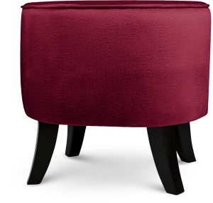 Tapicerowana pufa owalna 42x52x45 cm MAŁA w kolorze czerwonym - siedzisko z welurowej tkaniny, z drewnianymi nóżkami w kolorze czarnym