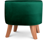 Tapicerowana pufa owalna 42x52x45 cm MAŁA w kolorze zielonym - siedzisko z welurowej tkaniny, z drewnianymi nóżkami w kolorze naturalnego drewna