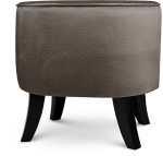 Tapicerowana pufa owalna 42x52x45 cm MAŁA w kolorze brązowym - siedzisko z welurowej tkaniny, z drewnianymi nóżkami w kolorze czarnym