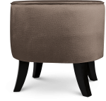 Tapicerowana pufa owalna 42x52x45 cm MAŁA w kolorze brązowym - siedzisko z welurowej tkaniny, z drewnianymi nóżkami w kolorze czarnym