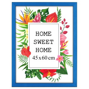 Ramka na zdjęcia 45x60 cm, drewniana w kolorze niebieskim