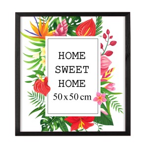 Ramka na zdjęcia 50x50 cm, drewniana w kolorze czarnym