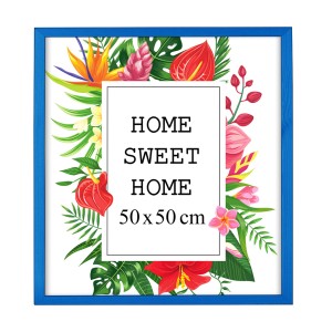 Ramka na zdjęcia 50x50 cm, drewniana w kolorze niebieskim