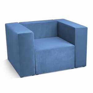 Fotel tapicerowany LEON w kolorze niebieskim – segment do zestawu mebli modułowych: siedzisko i oparcie