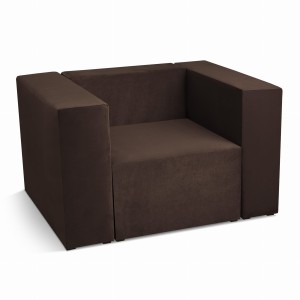 Fotel tapicerowany LEON w kolorze brązowym – segment do zestawu mebli modułowych: siedzisko i oparcie