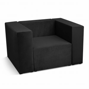 Fotel tapicerowany LEON w kolorze czarnym – segment do zestawu mebli modułowych: siedzisko i oparcie