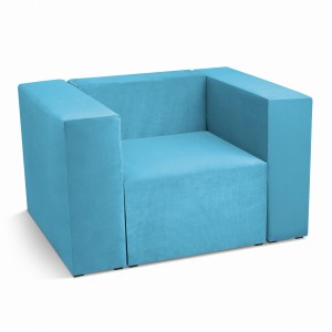 Fotel tapicerowany LEON w kolorze jasnoniebieskim – segment do zestawu mebli modułowych: siedzisko i oparcie