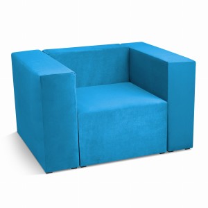 Fotel tapicerowany LEON w kolorze lazurowym – segment do zestawu mebli modułowych: siedzisko i oparcie