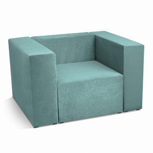 Fotel tapicerowany LEON w kolorze morskim – segment do zestawu mebli modułowych: siedzisko i oparcie