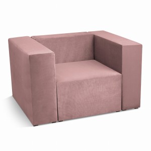 Fotel tapicerowany LEON w kolorze różowym – segment do zestawu mebli modułowych: siedzisko i oparcie