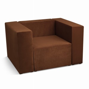 Fotel tapicerowany LEON w kolorze brązowym – segment do zestawu mebli modułowych: siedzisko i oparcie