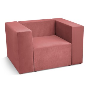 Fotel tapicerowany LEON w kolorze różowym – segment do zestawu mebli modułowych: siedzisko i oparcie