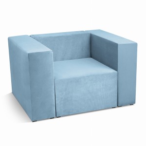 Fotel tapicerowany LEON w kolorze jasnoniebieskim – segment do zestawu mebli modułowych: siedzisko i oparcie
