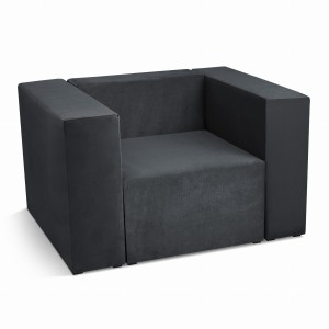 Fotel tapicerowany LEON w kolorze ciemnoszarym – segment do zestawu mebli modułowych: siedzisko i oparcie