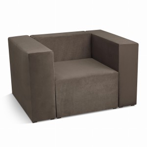 Fotel tapicerowany LEON w kolorze brązowym – segment do zestawu mebli modułowych: siedzisko i oparcie