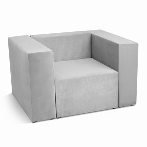 Fotel tapicerowany LEON w kolorze jasnoszarym – segment do zestawu mebli modułowych: siedzisko i oparcie