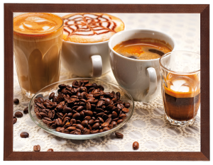 Nowoczesny obraz w brązowej, szerokiej ramie o wymiarach 30x40 cm - Coffe 6