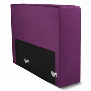 Moduł: tapicerowany podłokietnik LEON w kolorze fioletowym z metalowymi łącznikami – segment do zestawu mebli modułowych