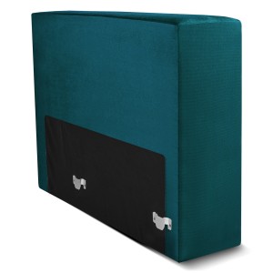 Moduł: tapicerowany podłokietnik LEON w kolorze turkusowym z metalowymi łącznikami – segment do zestawu mebli modułowych 