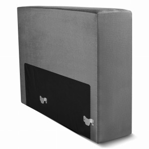 Moduł: tapicerowany podłokietnik LEON w kolorze szarym z metalowymi łącznikami – segment do zestawu mebli modułowych 