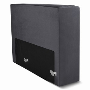 Moduł: tapicerowany podłokietnik LEON w kolorze grafitowym z metalowymi łącznikami – segment do zestawu mebli modułowych