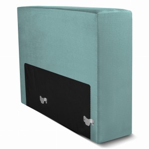 Moduł: tapicerowany podłokietnik LEON w kolorze morskim z metalowymi łącznikami – segment do zestawu mebli modułowych