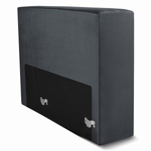 Moduł: tapicerowany podłokietnik LEON w kolorze ciemnoszarym z metalowymi łącznikami – segment do zestawu mebli modułowych 