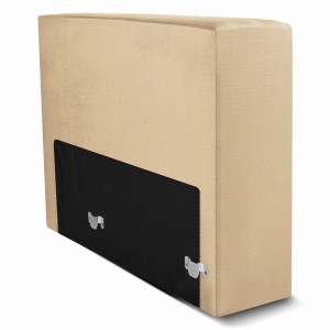 Moduł: tapicerowany podłokietnik LEON w kolorze beżowym z metalowymi łącznikami – segment do zestawu mebli modułowych