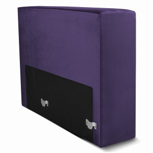 Moduł: tapicerowany podłokietnik LEON w kolorze fioletowym z metalowymi łącznikami – segment do zestawu mebli modułowych