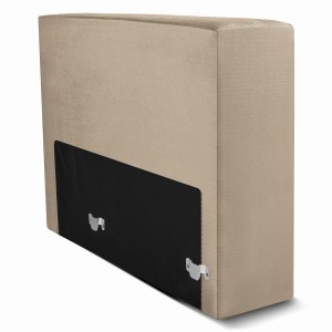 Moduł: tapicerowany podłokietnik LEON w kolorze beżowym z metalowymi łącznikami – segment do zestawu mebli modułowych