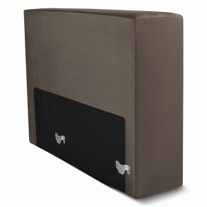 Moduł: tapicerowany podłokietnik LEON w kolorze brązowym z metalowymi łącznikami – segment do zestawu mebli modułowych