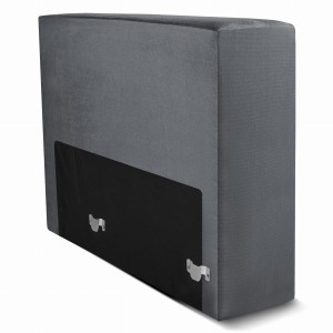 Moduł: tapicerowany podłokietnik LEON w kolorze szarym z metalowymi łącznikami – segment do zestawu mebli modułowych