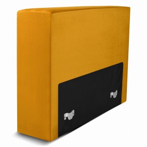 Moduł: tapicerowane oparcie 70 LEON w kolorze miodowym z metalowymi łącznikami – segment do zestawu mebli modułowych