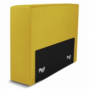 Moduł: tapicerowane oparcie 70 LEON w kolorze żółtym z metalowymi łącznikami – segment do zestawu mebli modułowych