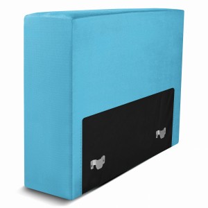 Moduł: tapicerowane oparcie 70 LEON w kolorze jasnoniebieskim z metalowymi łącznikami – segment do zestawu mebli modułowych 