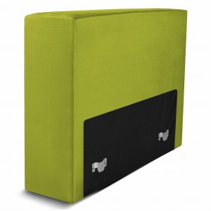 Moduł: tapicerowane oparcie 70 LEON w kolorze limonkowym z metalowymi łącznikami – segment do zestawu mebli modułowych