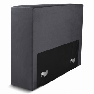 Moduł: tapicerowane oparcie 70 LEON w kolorze grafitowym z metalowymi łącznikami – segment do zestawu mebli modułowych