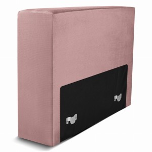 Moduł: tapicerowane oparcie 70 LEON w kolorze różowym z metalowymi łącznikami – segment do zestawu mebli modułowych
