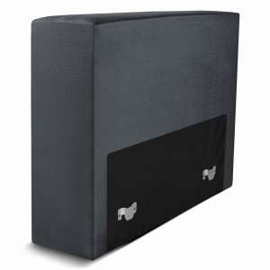 Moduł: tapicerowane oparcie 70 LEON w kolorze ciemnoszarym z metalowymi łącznikami – segment do zestawu mebli modułowych