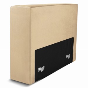 Moduł: tapicerowane oparcie 70 LEON w kolorze beżowym z metalowymi łącznikami – segment do zestawu mebli modułowych