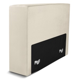 Moduł: tapicerowane oparcie 70 LEON w kolorze kremowym z metalowymi łącznikami – segment do zestawu mebli modułowych