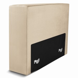 Moduł: tapicerowane oparcie 70 LEON w kolorze beżowym z metalowymi łącznikami – segment do zestawu mebli modułowych 