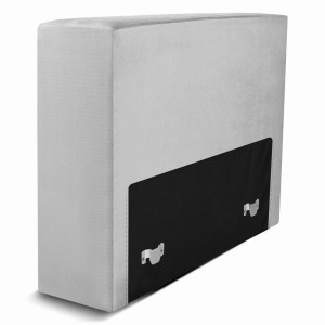 Moduł: tapicerowane oparcie 70 LEON w kolorze jasnoszarym z metalowymi łącznikami – segment do zestawu mebli modułowych