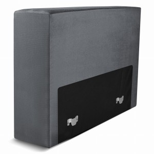 Moduł: tapicerowane oparcie 80 LEON w kolorze szarym z metalowymi łącznikami – segment do zestawu mebli modułowych 